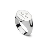 GUCCI Sterling Silver Trademark Chevalier Oval Ring