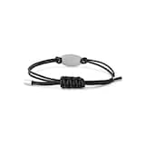 GUCCI Sterling Silver Oval Tag Leather Strap Bracelet