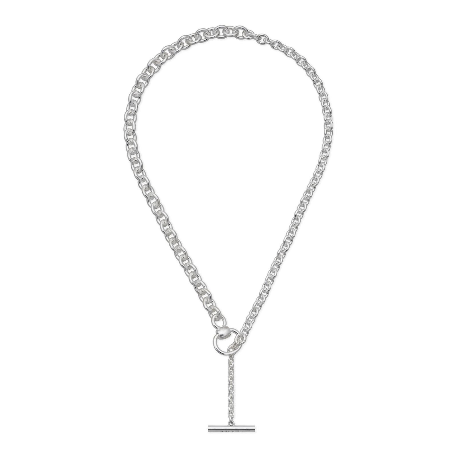 Gucci Sterling Silver Horsebit Lariat Necklace