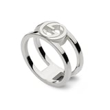 GUCCI Gucci Interlocking Sterling Silver 8.8mm Double Row Ring - Size 6