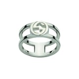 GUCCI Gucci Interlocking Sterling Silver 8.8mm Double Row Ring - Size 6