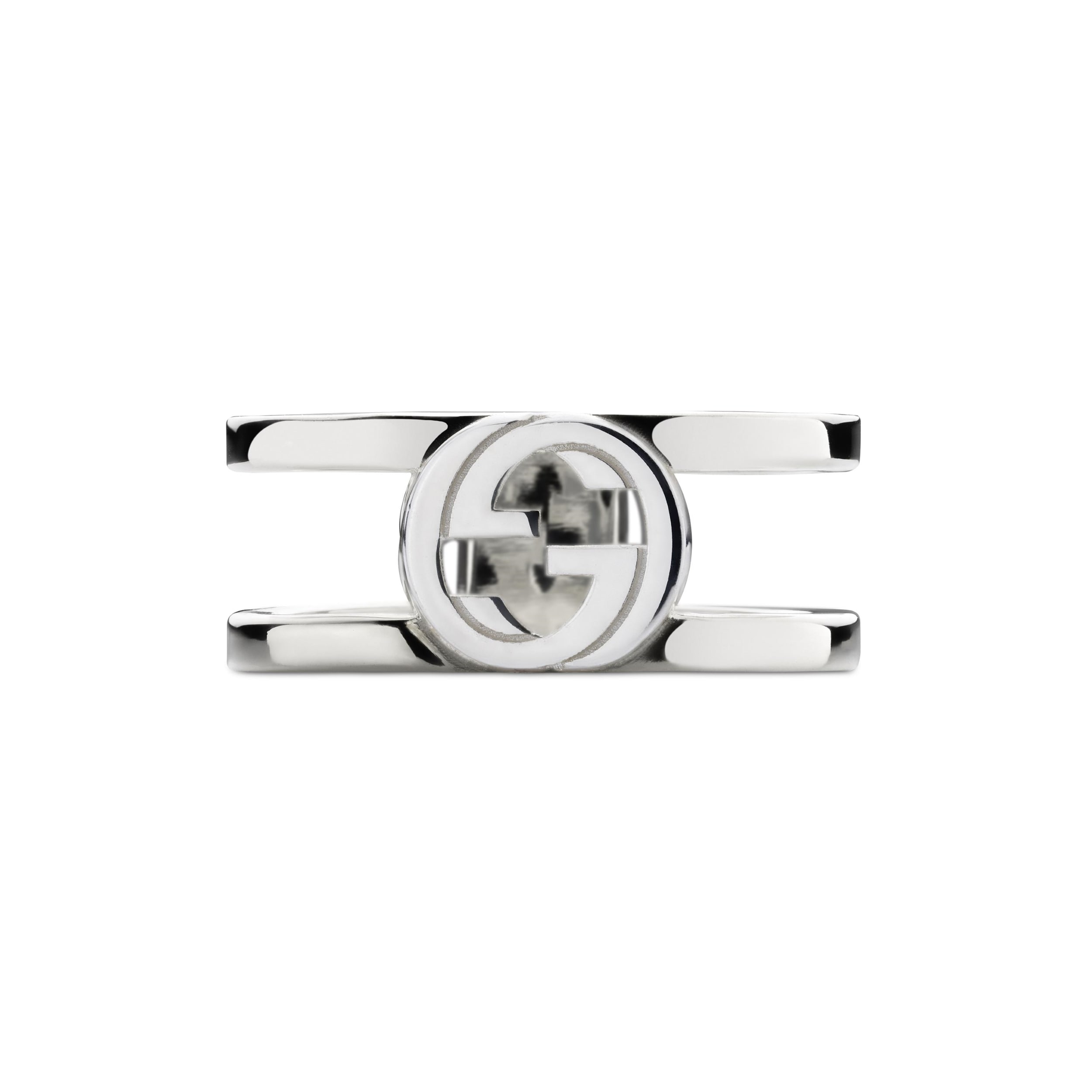 GUCCI Gucci Interlocking Sterling Silver 8.8mm Double Row Ring 