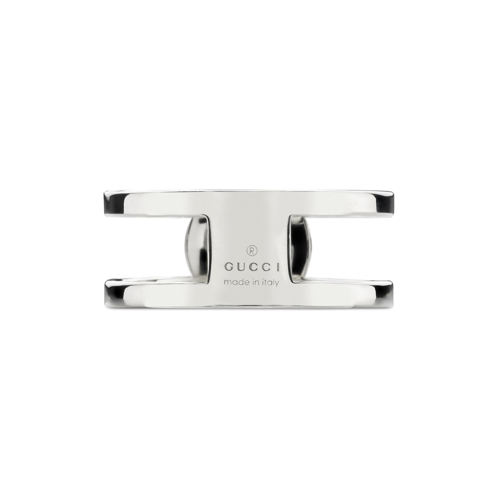 Gucci Sterling Silver Interlocking G 8.8mm Double Row Ring - Size 6.75