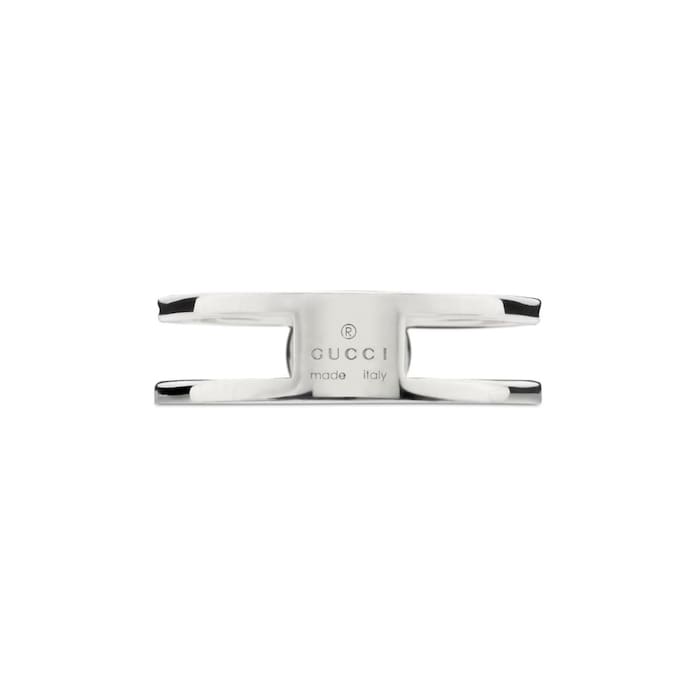 GUCCI Gucci Interlocking Sterling Silver 6mm Double Row Ring - Size 6