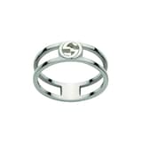 GUCCI Gucci Interlocking Sterling Silver 6mm Double Row Ring - Size 6