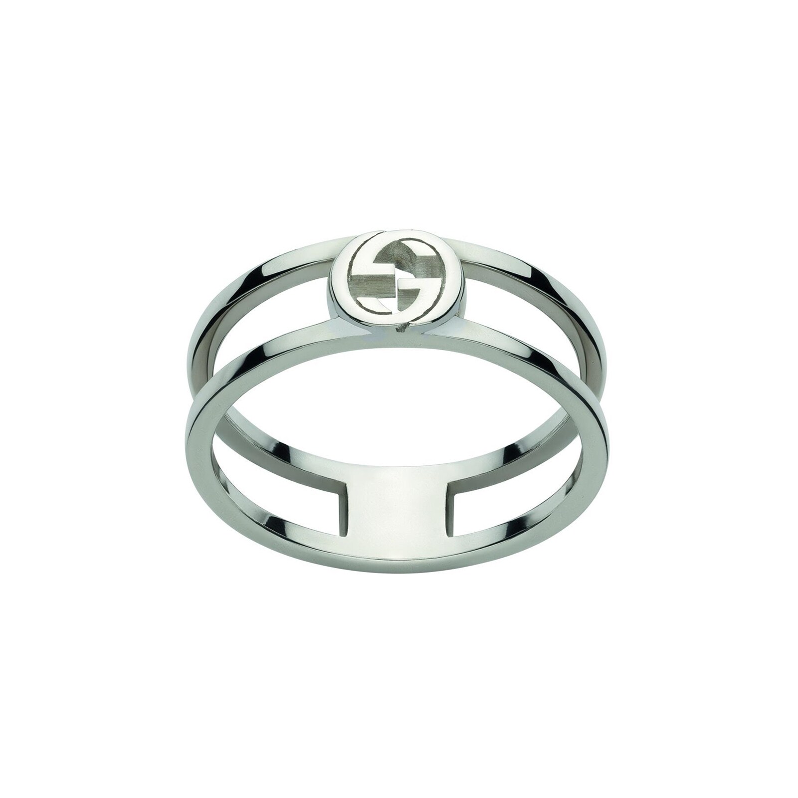 Gucci Gucci Interlocking Sterling Silver 6mm Double Row Ring - Size 6