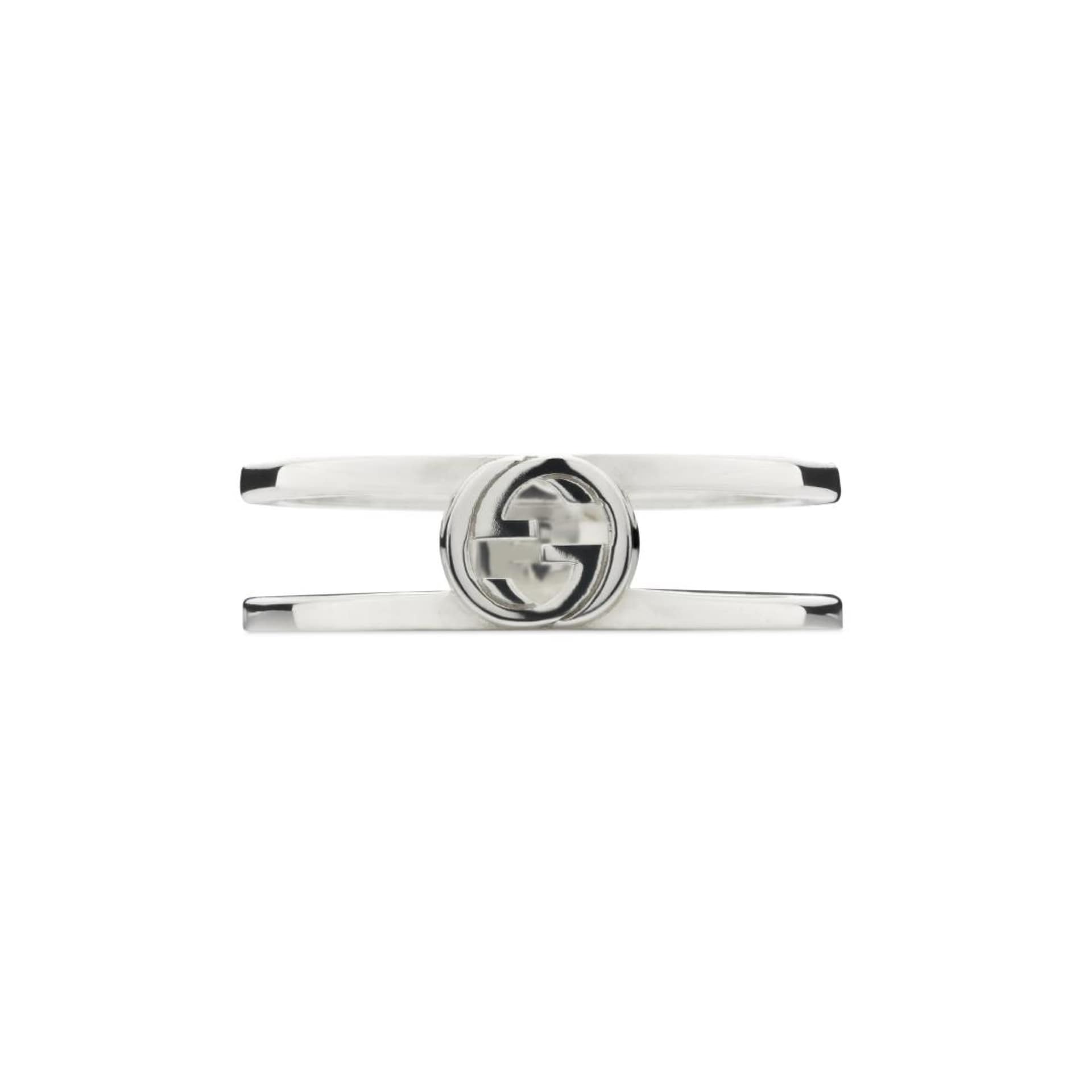 Gucci Gucci Interlocking Sterling Silver 6mm Double Row Ring - Size 6.75 Gucci Gucci Interlocking Sterling Silver 6mm Double Row Ring - Size 6.75