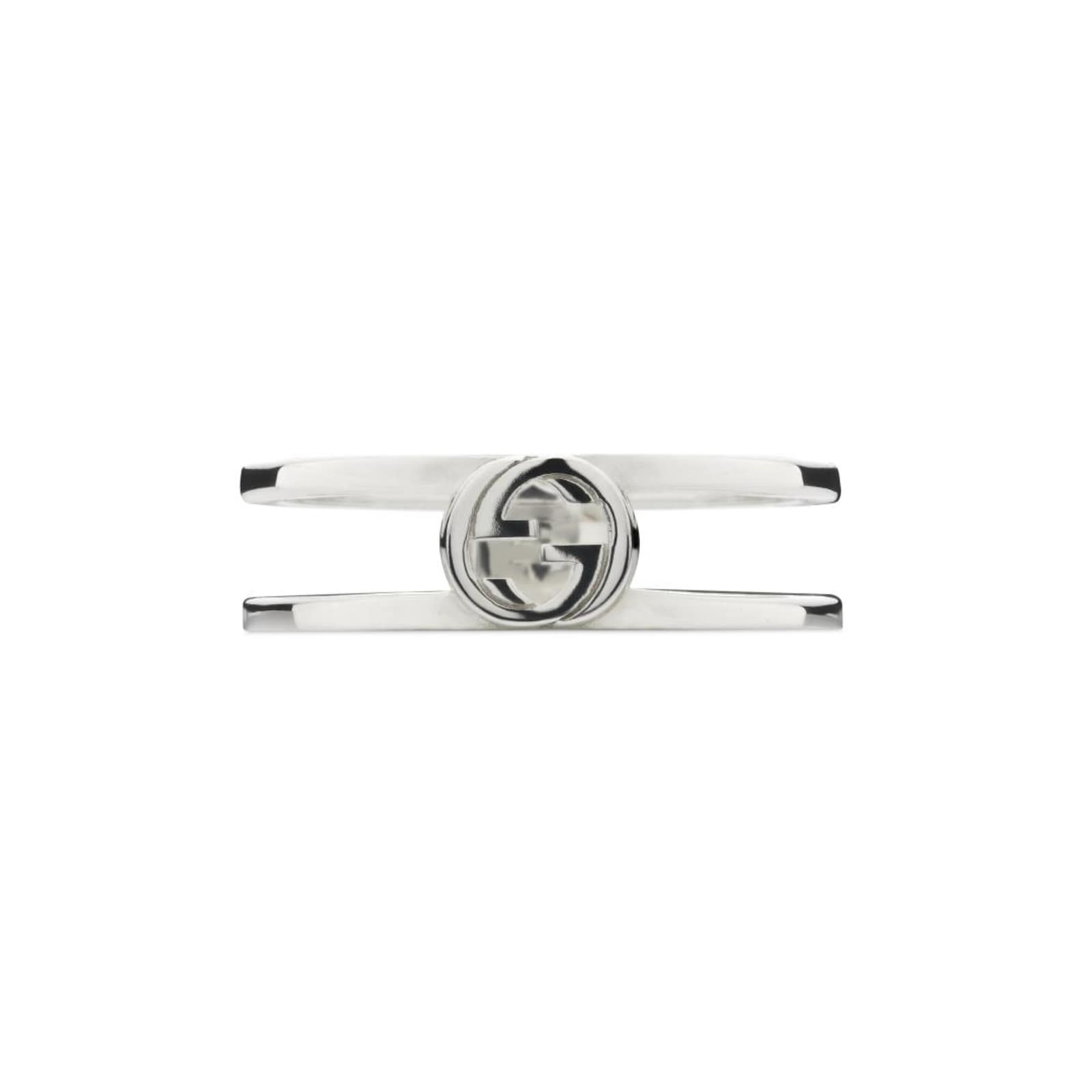Gucci Gucci Interlocking Sterling Silver 6mm Double Row Ring - Size 6.75