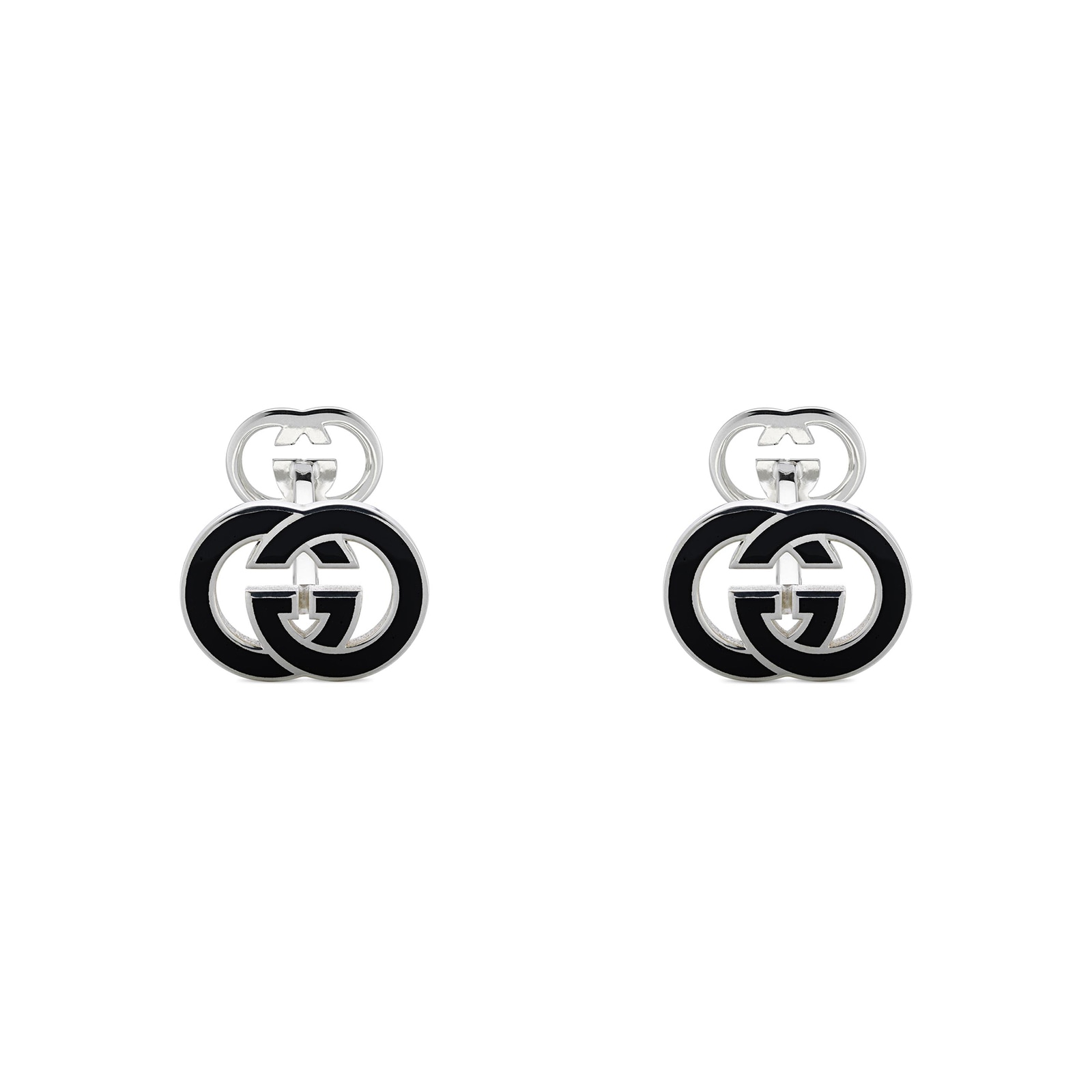 Gucci Gucci Interlocking Sterling Silver & Black Cufflinks Gucci Gucci Interlocking Sterling Silver & Black Cufflinks