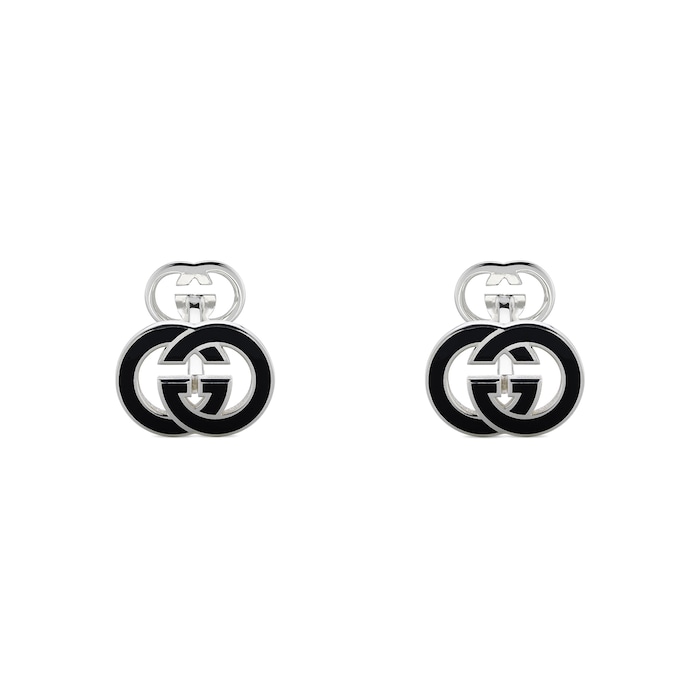 Gucci Gucci Interlocking Sterling Silver & Black Cufflinks