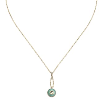 Gucci Gucci Interlocking 18K Yellow Gold Amazonite & Diamond Pendant Necklace