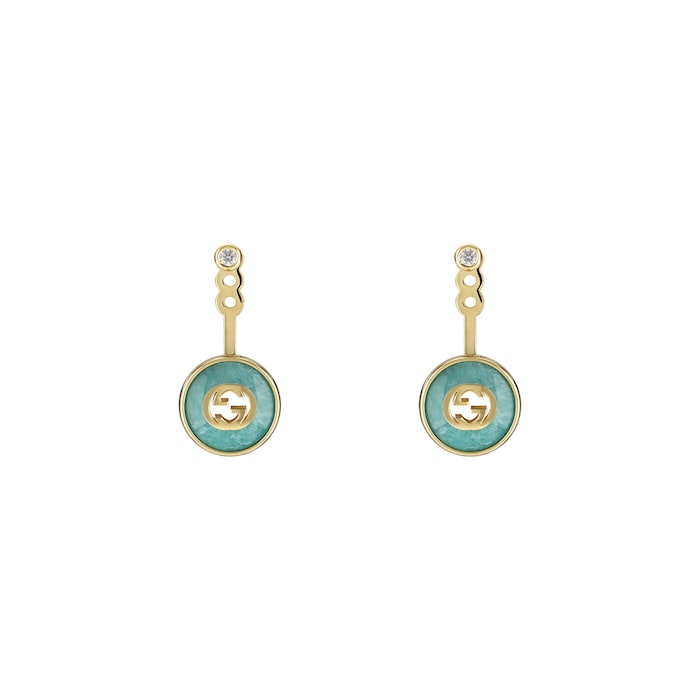 Gucci Gucci Interlocking 18K Yellow Gold Amazonite & Diamond Drop Earrings