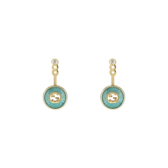 Gucci Gucci Interlocking 18K Yellow Gold Amazonite & Diamond Drop Earrings