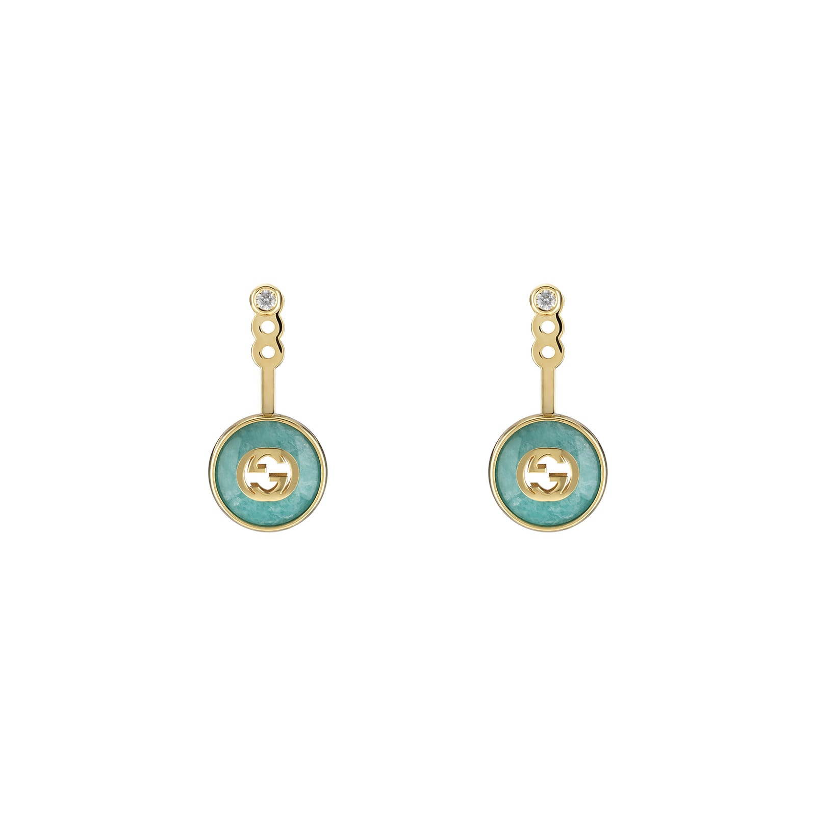 Gucci Gucci Interlocking 18K Yellow Gold Amazonite & Diamond Drop Earrings