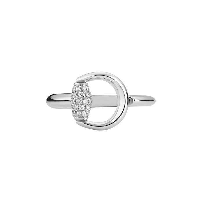 Gucci Gucci Horsebit 18K White Gold Diamond Ring - Size 6