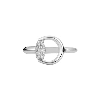 Gucci Gucci Horsebit 18K White Gold Diamond Ring - Size 6.25