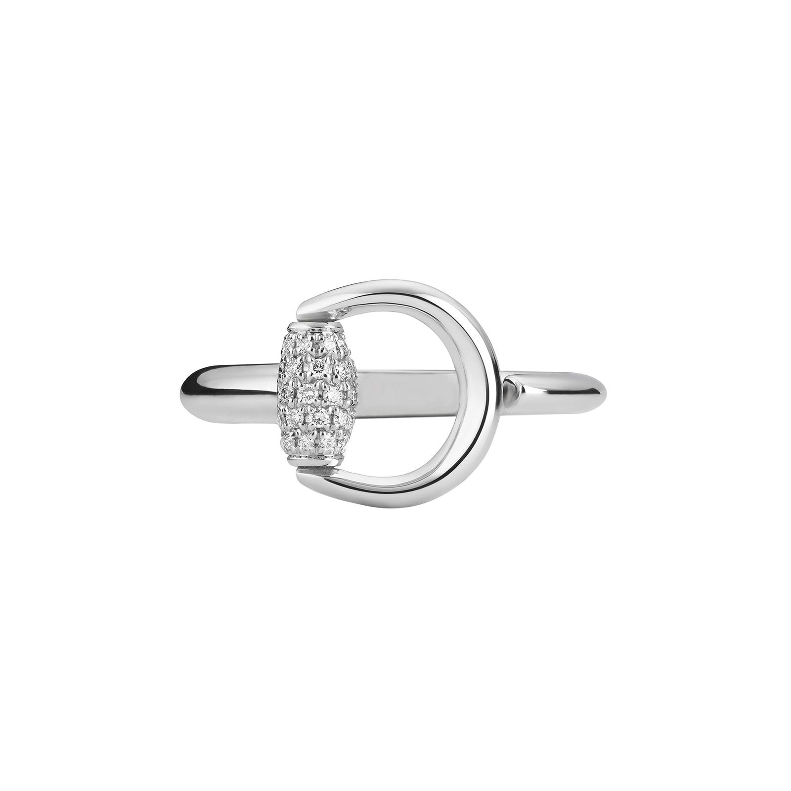 Gucci Gucci Horsebit 18K White Gold Diamond Ring - Size 6.5