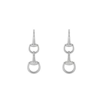 Gucci Gucci Horsebit 18K White Gold Diamond Drop Earrings