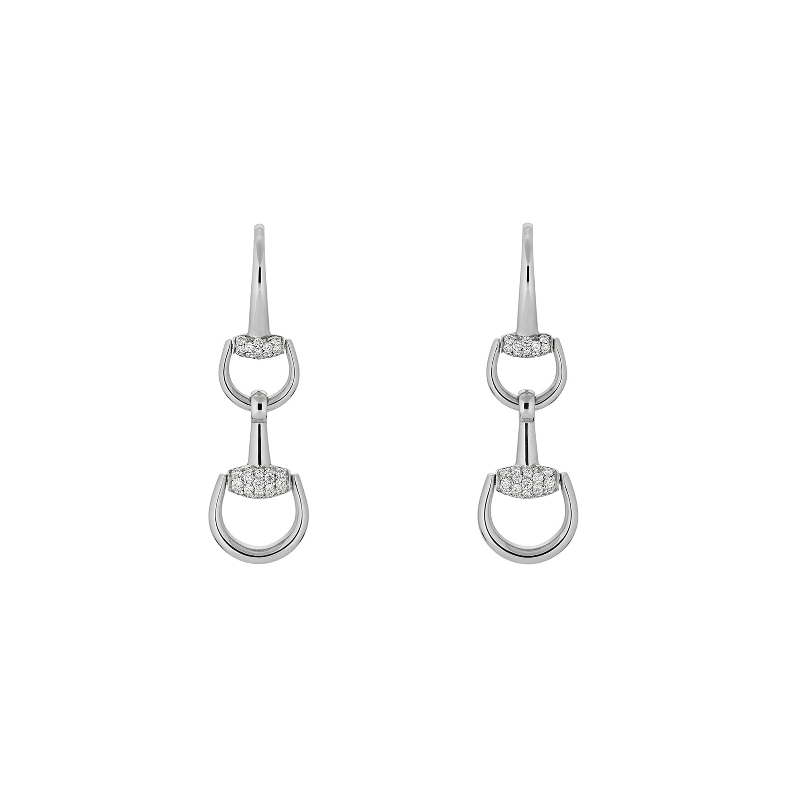 Gucci Gucci Horsebit 18K White Gold Diamond Drop Earrings