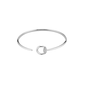 Gucci Gucci Horsebit 18K White Gold Diamond Bangle - Size Small