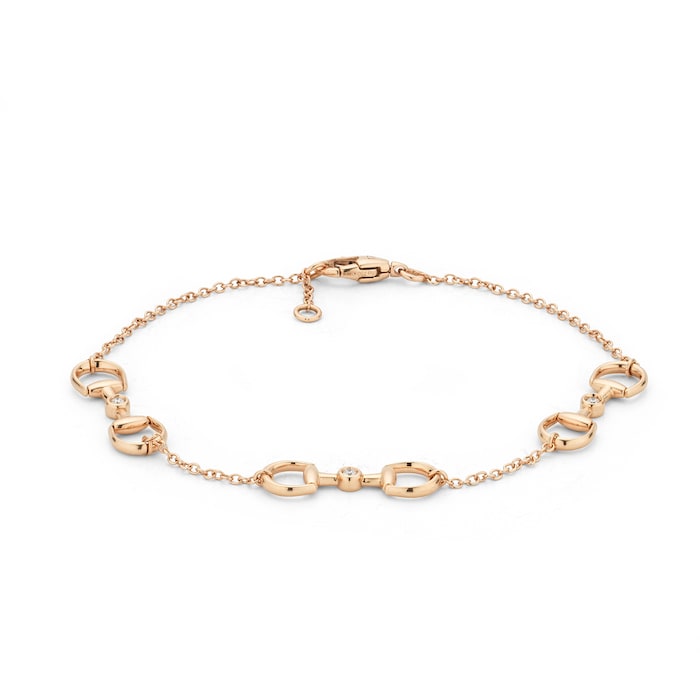 Gucci Gucci Horsebit 18K Rose Gold Diamond Drop Earrings