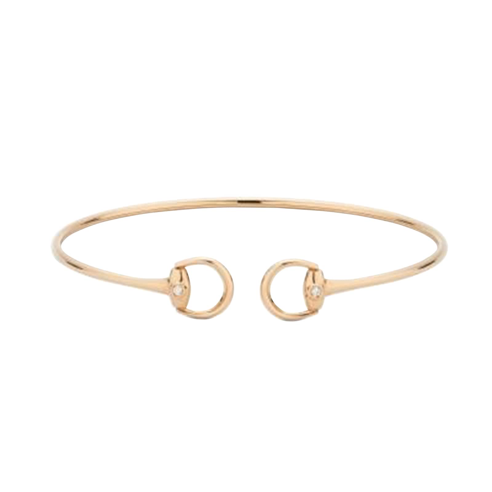 Gucci Gucci Horsebit 18K Rose Gold Diamond Bracelet - Size Medium