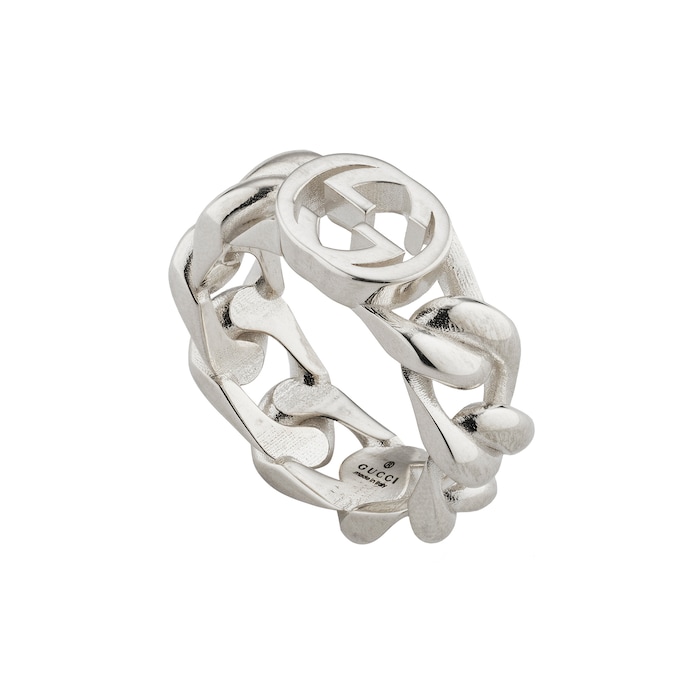 Gucci Gucci Interlocking Sterling Silver Link Ring - Size 6.75