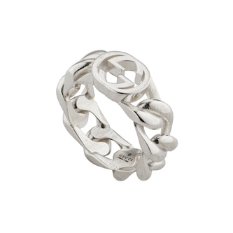 Gucci Gucci Interlocking Sterling Silver Link Ring - Size 6.75