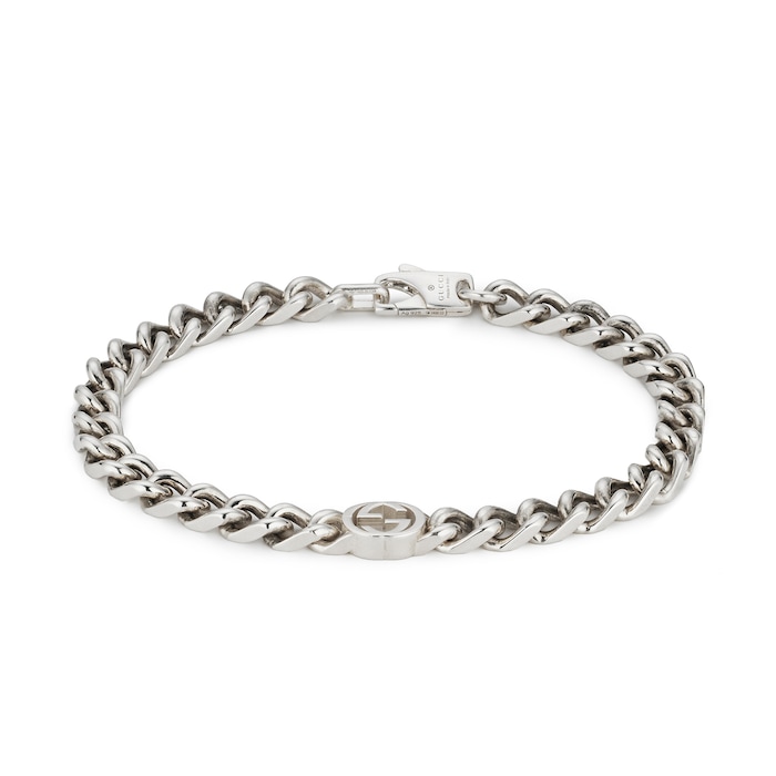 Gucci Gucci Interlocking Sterling Silver GG Link Bracelet - Size Medium