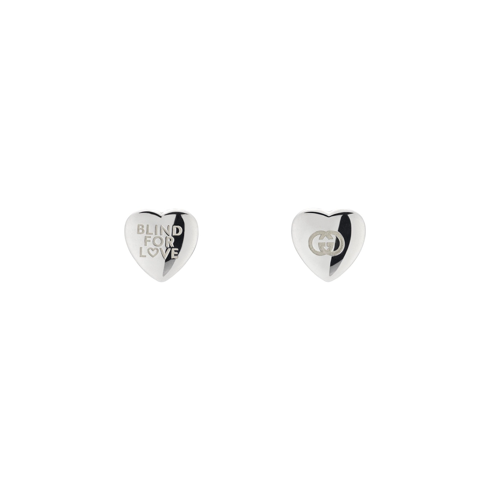 Gucci Blind For Love Sterling Silver Heart Stud Earrings
