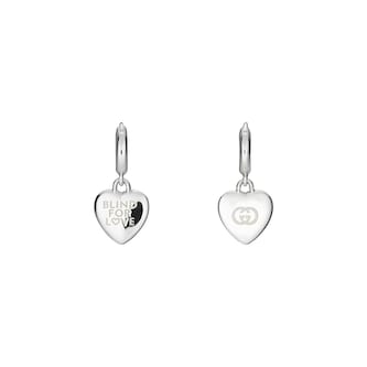 Gucci Blind For Love Sterling Silver Heart Drop Earrings Gucci Blind For Love Sterling Silver Heart Drop Earrings