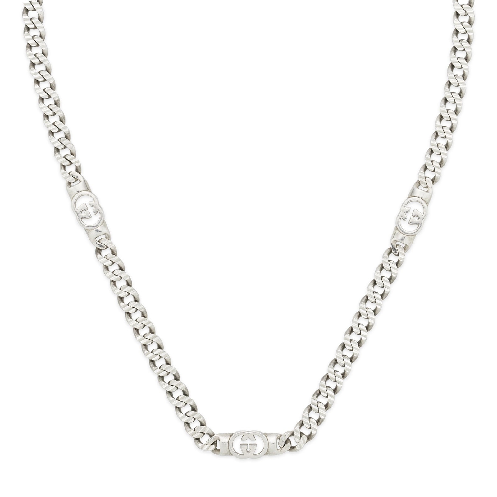 Gucci Gucci Interlocking Sterling Silver Chain Necklace Gucci Gucci Interlocking Sterling Silver Chain Necklace