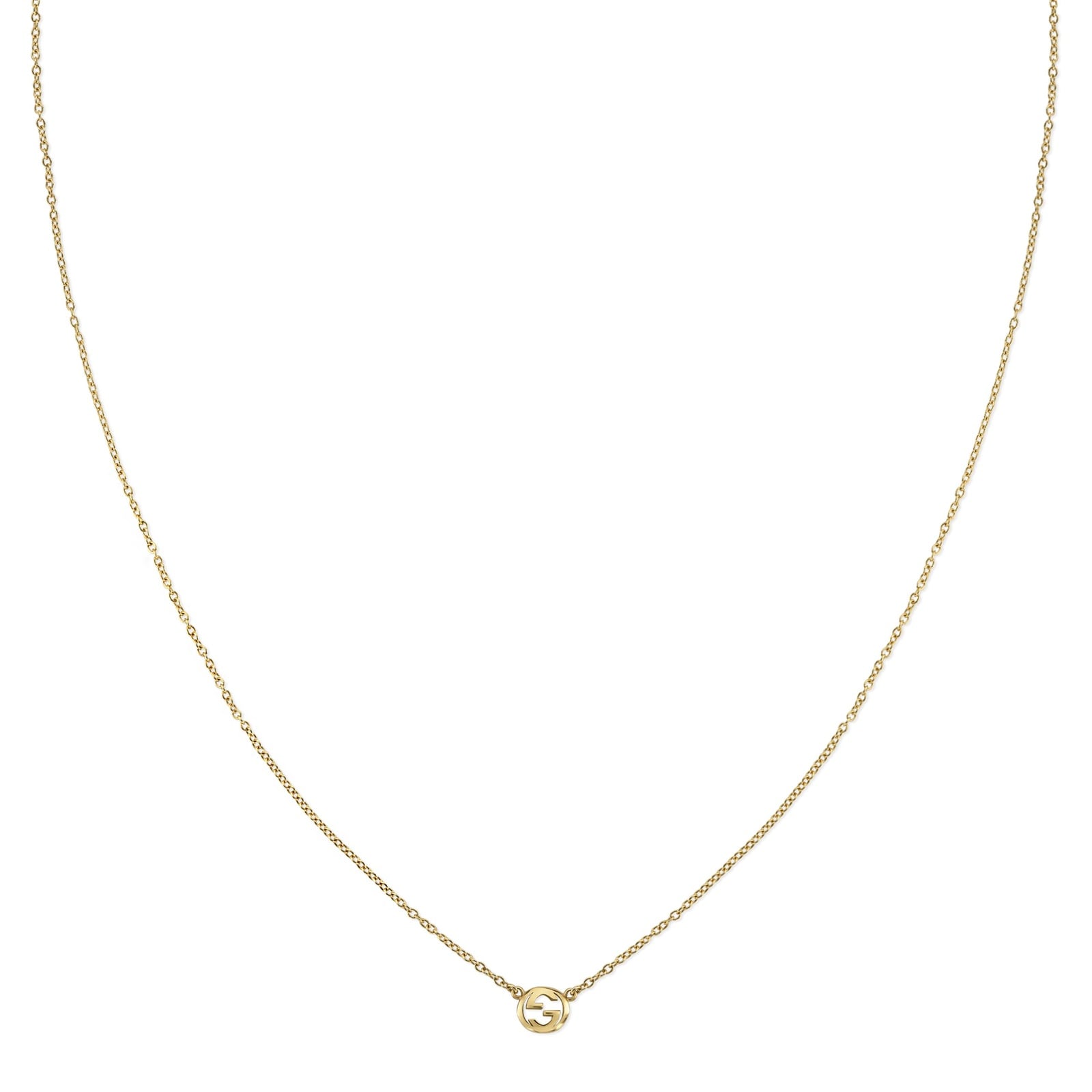 Gucci Interlocking 18ct Yellow Gold Pendant Necklace