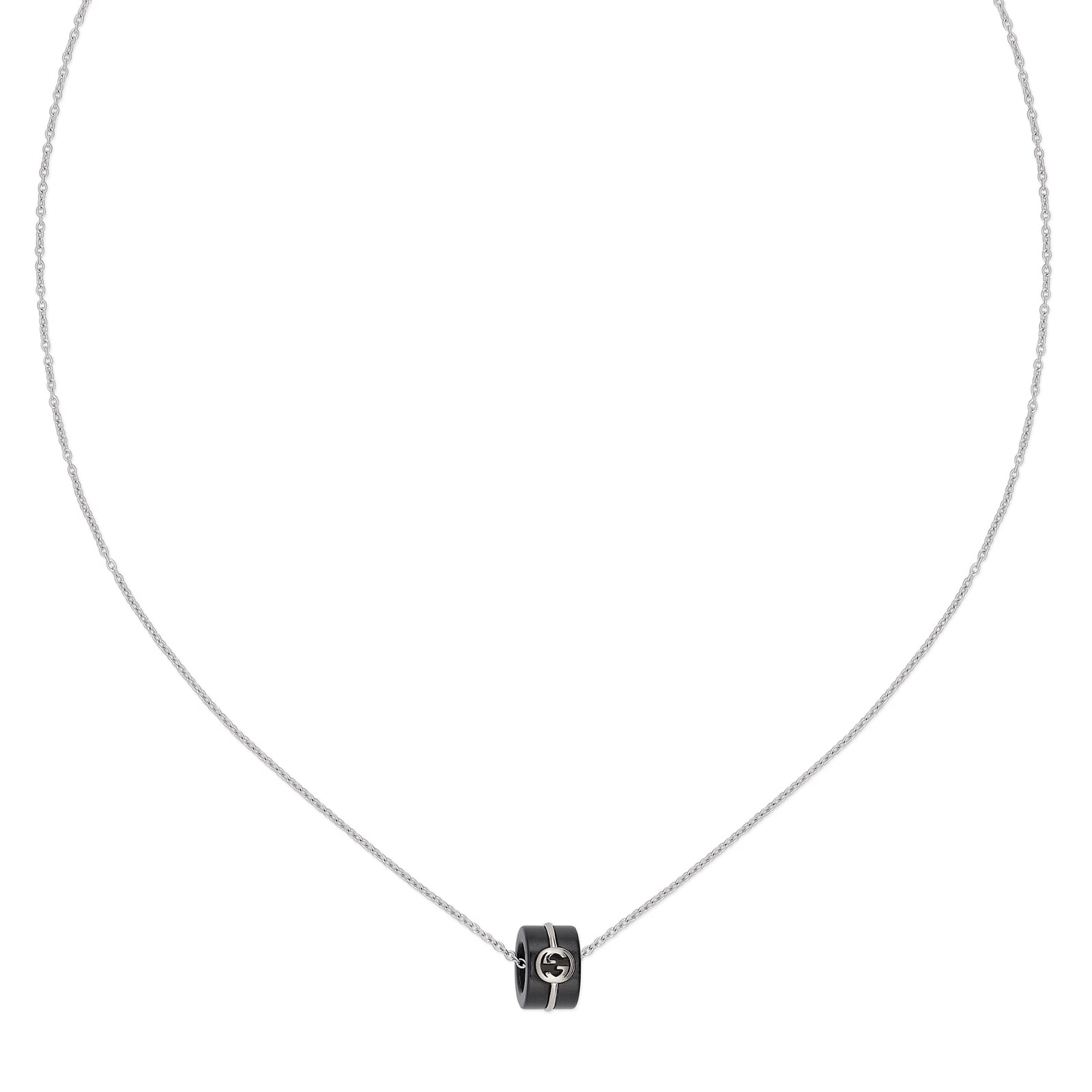 Gucci Interlocking 18ct White Gold & Corundum Pendant Necklace