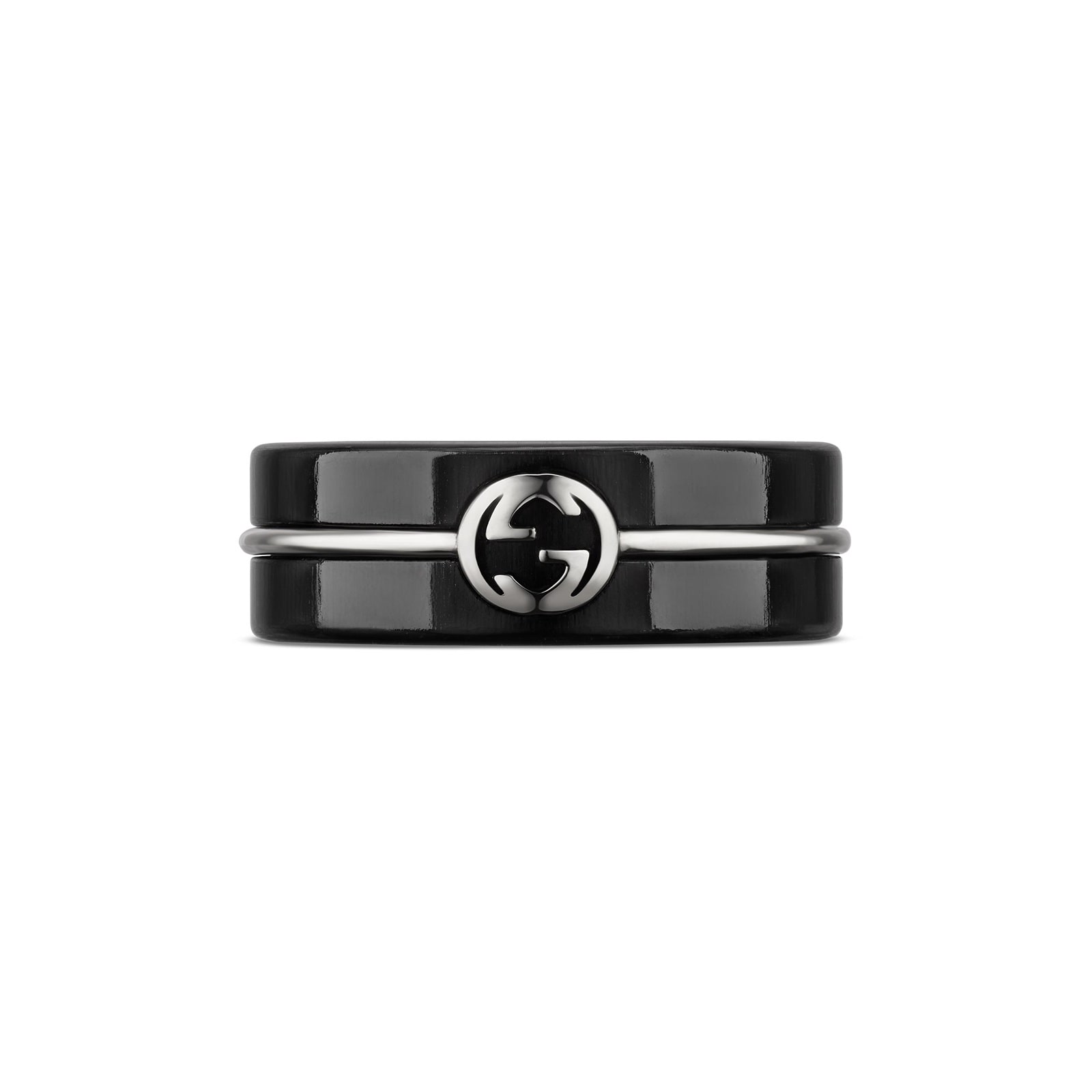 Gucci Interlocking 18ct White Gold & Corundum Ring