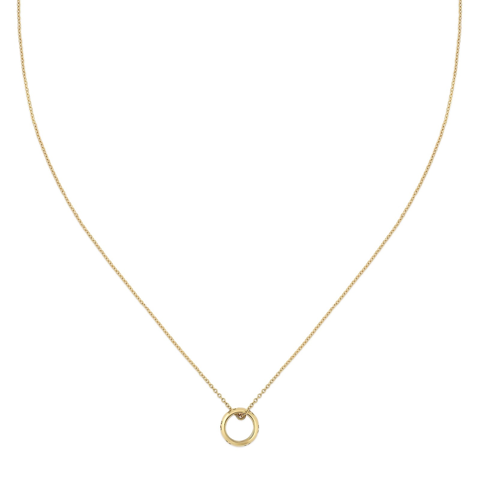 Icon 18ct Yellow Gold Engraved Logo Pendant Necklace