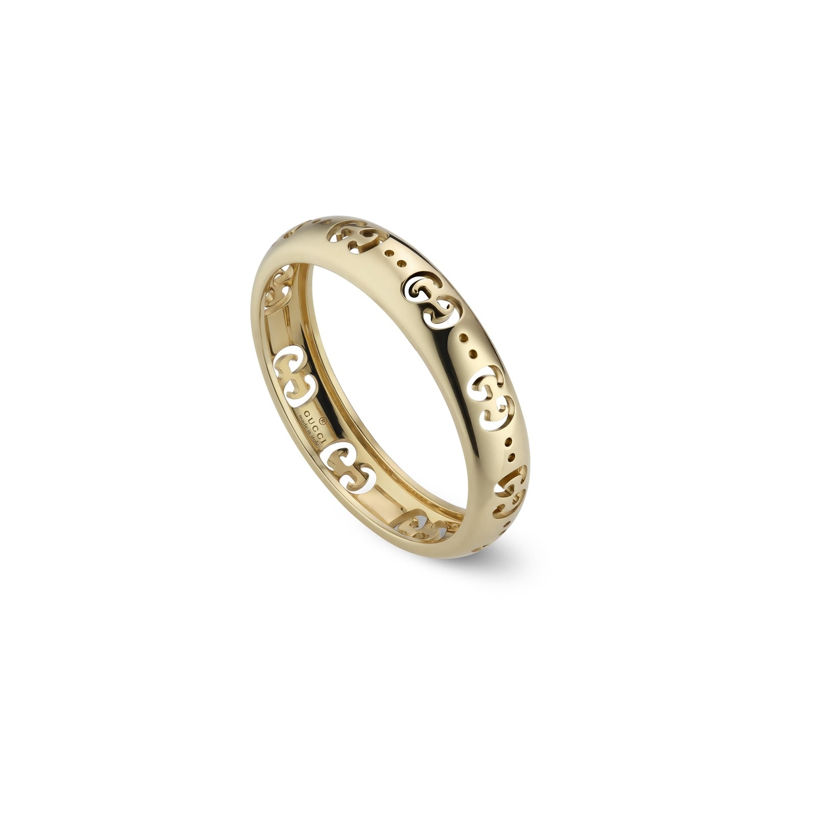 Gucci Icon 18ct Yellow Gold Engraved Logo Ring Gucci Icon 18ct Yellow Gold Engraved Logo Ring