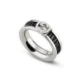 Gucci Gucci Interlocking Sterling Silver & Black Crystal Ring