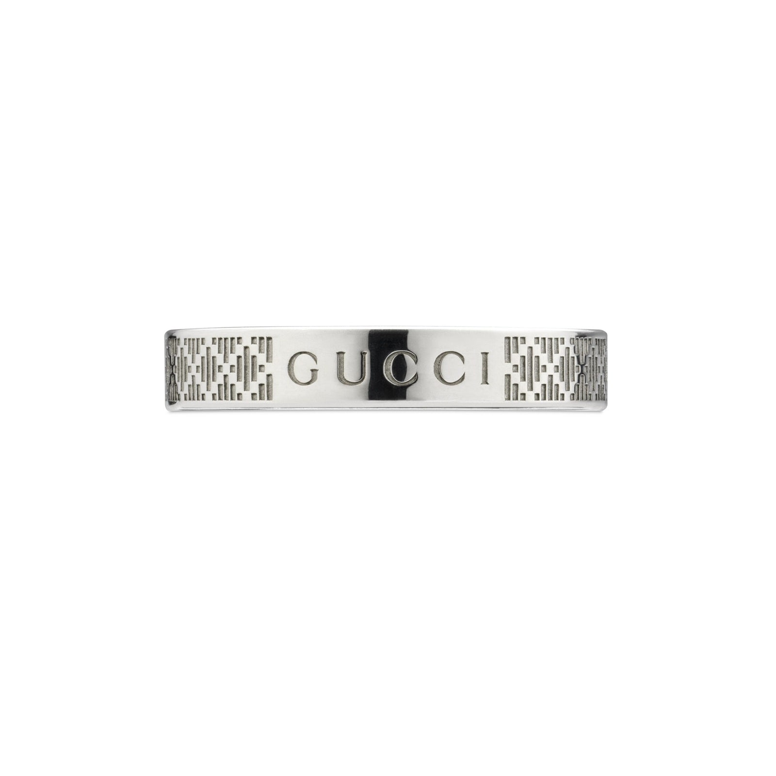 Gucci Diamante Sterling Silver Ring - 4mm - Ring Size Q