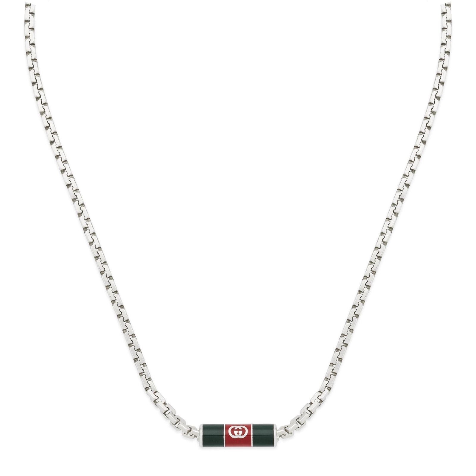 Gucci Web Sterling Silver & Enamel Necklace