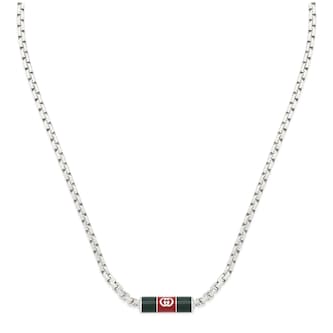 Gucci Gucci Web Sterling Silver & Enamel Necklace Gucci Gucci Web Sterling Silver & Enamel Necklace