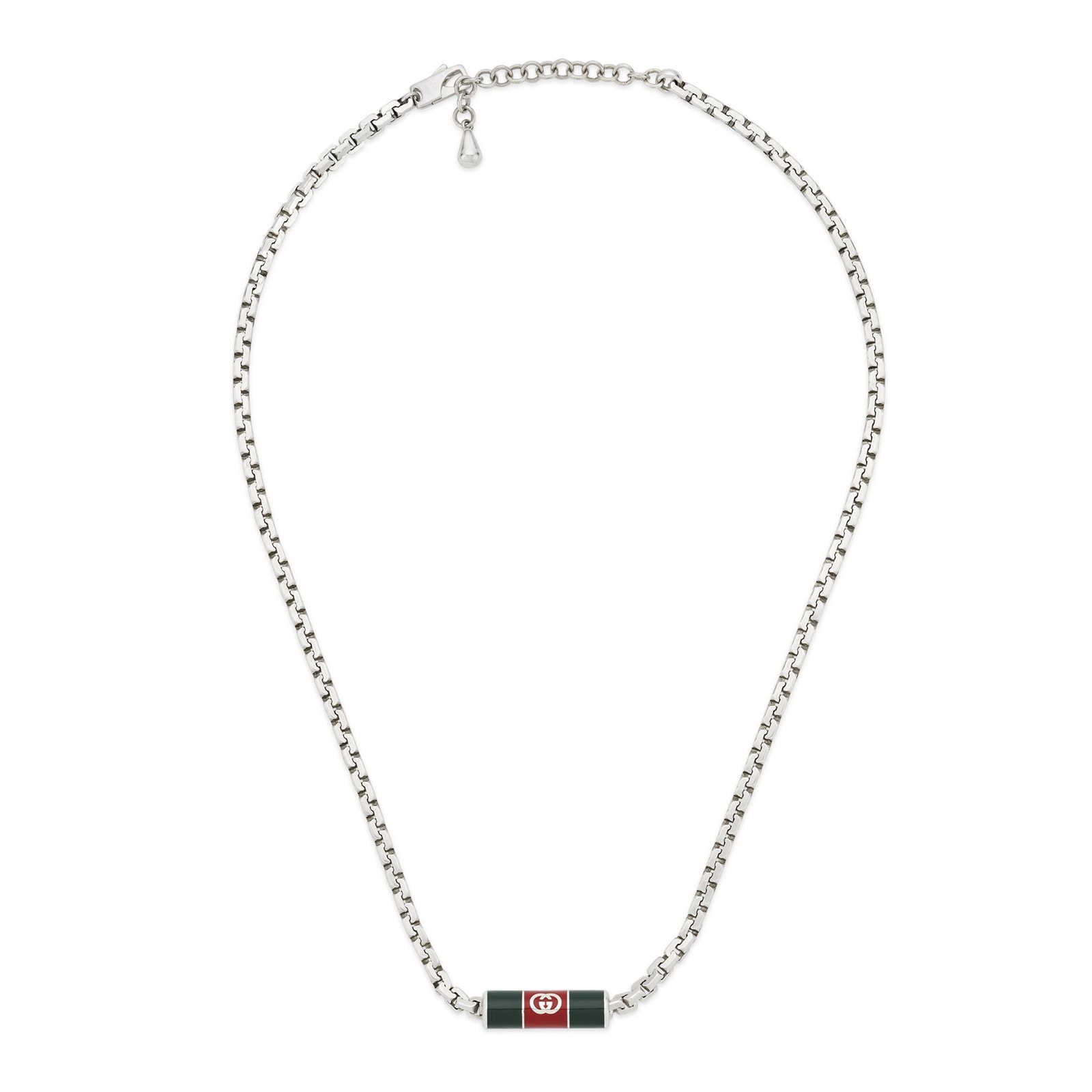 Gucci Gucci Web Sterling Silver & Enamel Necklace Gucci Gucci Web Sterling Silver & Enamel Necklace