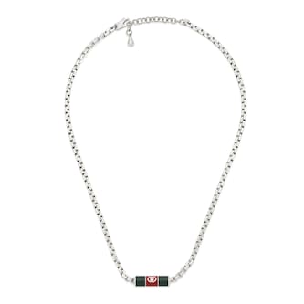 Gucci Gucci Web Sterling Silver & Enamel Necklace Gucci Gucci Web Sterling Silver & Enamel Necklace
