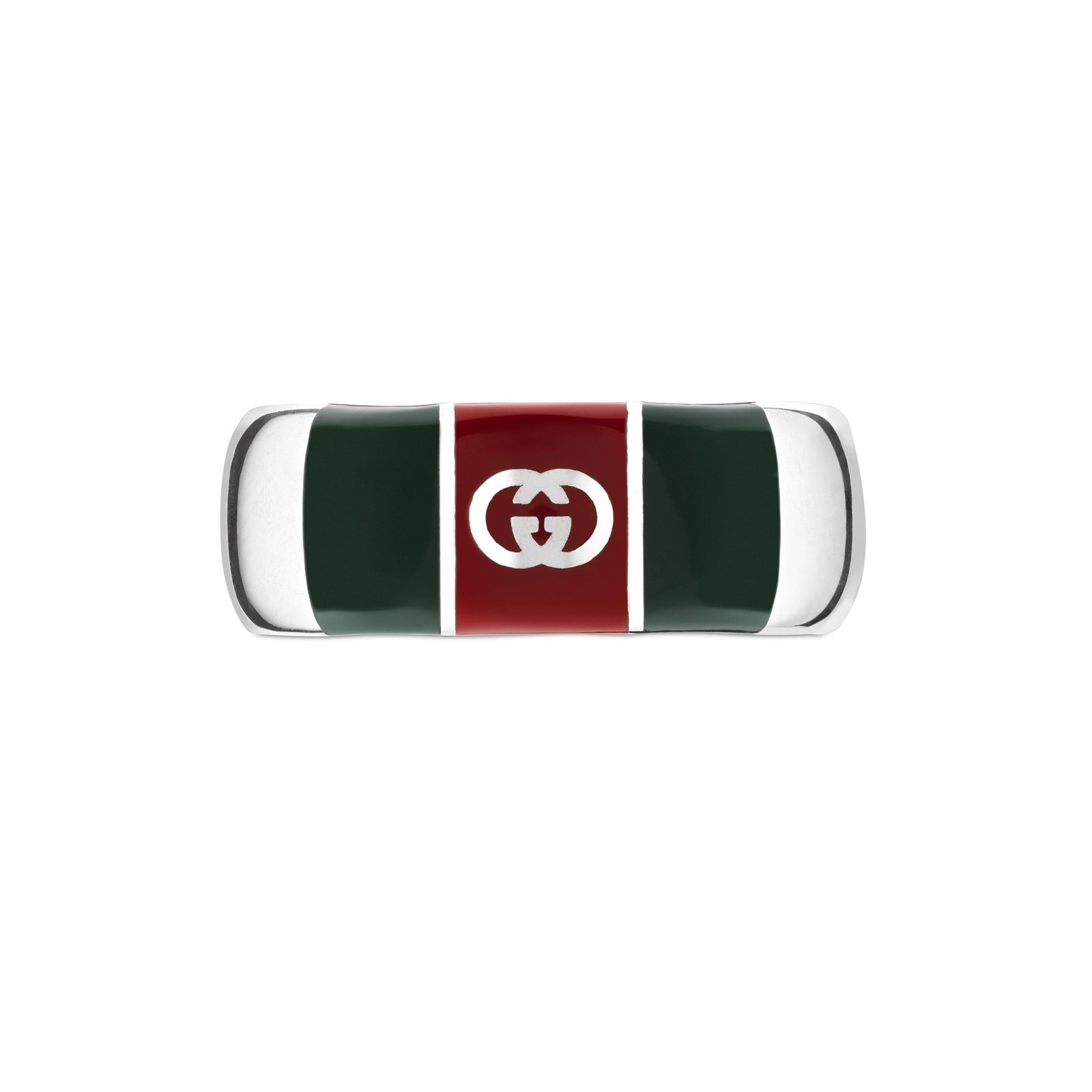 Gucci Web Sterling Silver & Enamel Ring