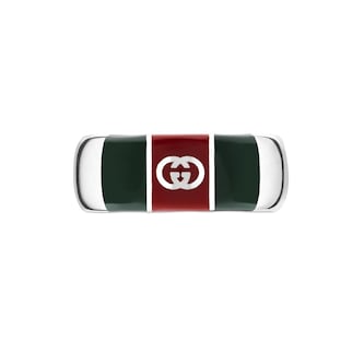 Gucci Gucci Web Sterling Silver & Enamel Ring Gucci Gucci Web Sterling Silver & Enamel Ring