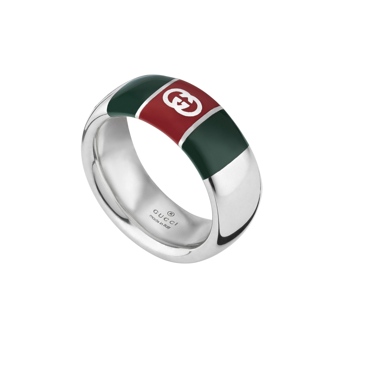Gucci Gucci Web Sterling Silver & Enamel Ring Gucci Gucci Web Sterling Silver & Enamel Ring