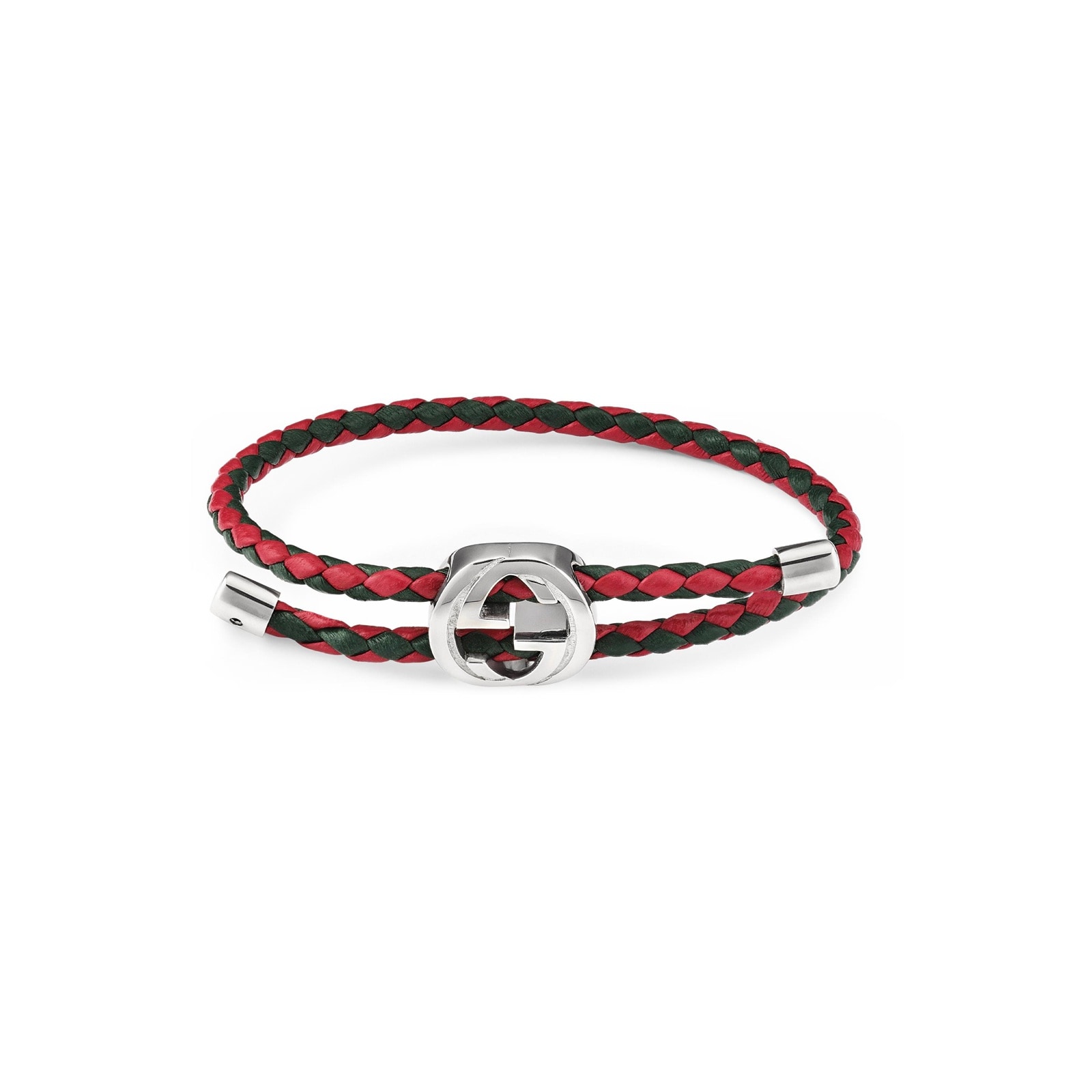 Gucci Gucci Web Red & Green Leather Braided Bracelet Gucci Gucci Web Red & Green Leather Braided Bracelet