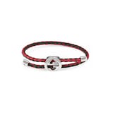 Gucci Gucci Web Red & Green Leather Braided Bracelet