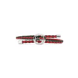 Gucci Gucci Web Red & Green Leather Braided Bracelet