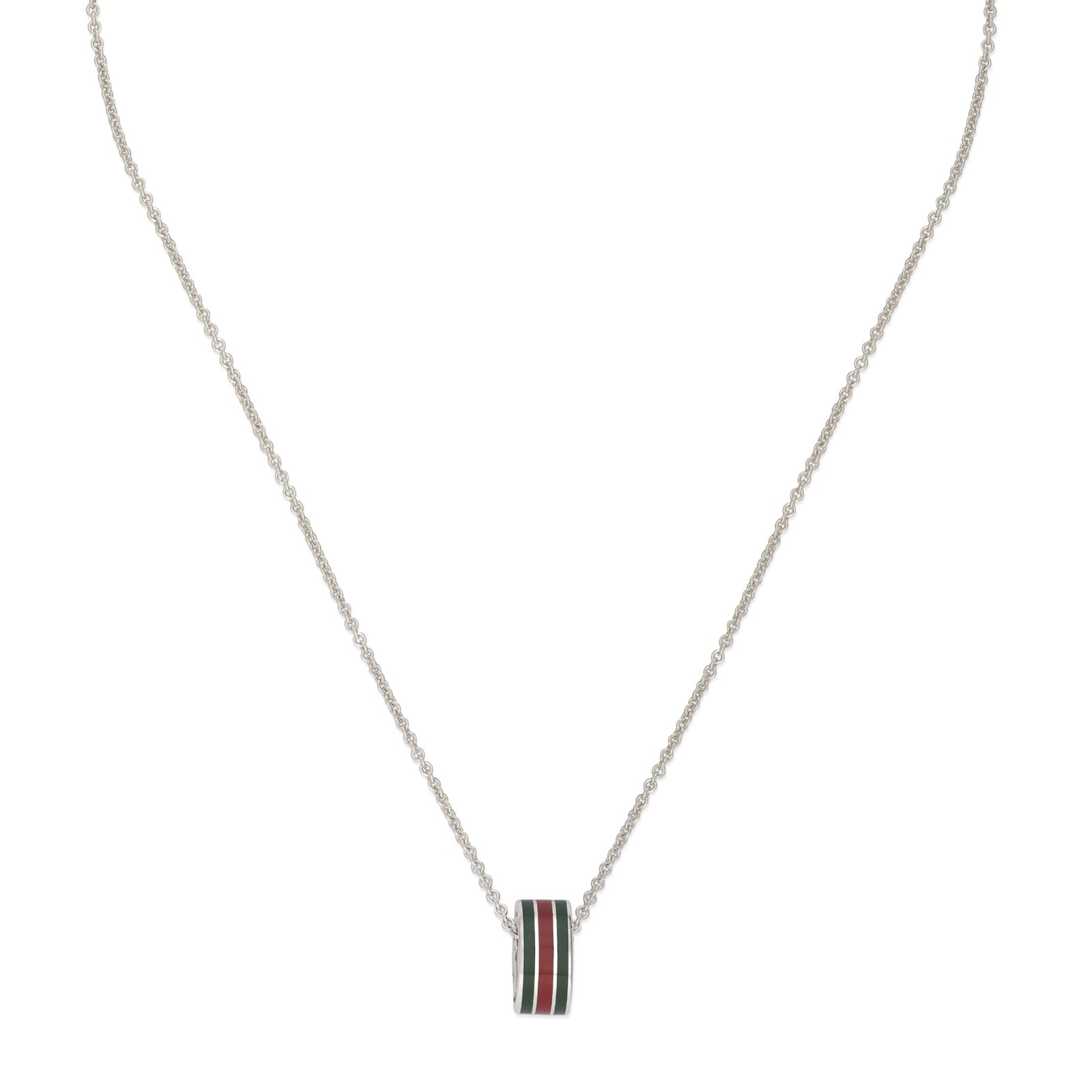 Gucci Gucci Web Sterling Silver & Enamel Pendant Necklace Gucci Gucci Web Sterling Silver & Enamel Pendant Necklace